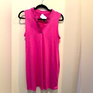 Bright pink sleeveless swing dress